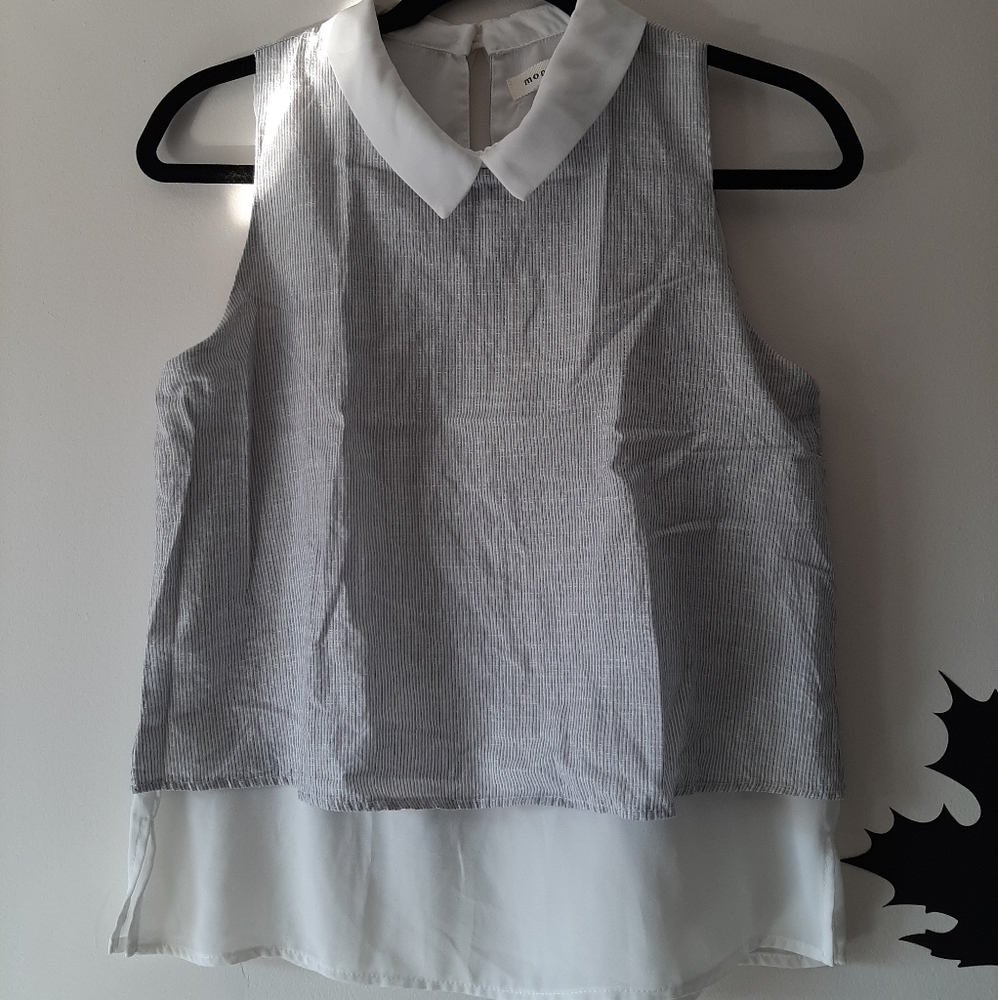 Double layer Monteau Collared top